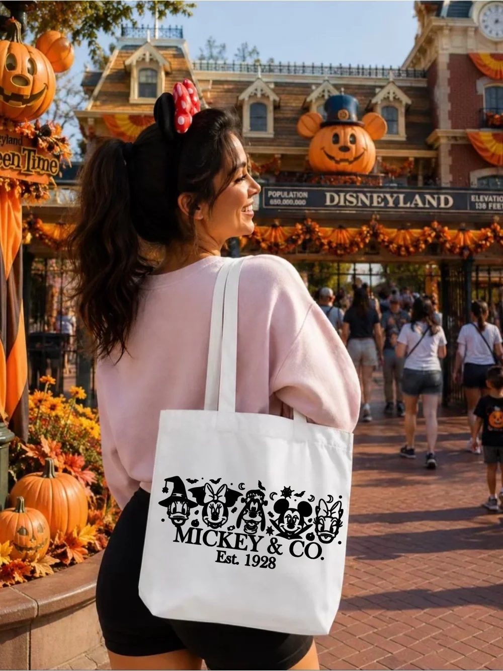 White Canvas Tote Bag - Classic Mouse & Co Design